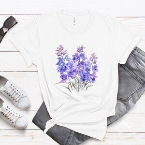July Birthday Gift, July Birth Month Flower Shirt, Larkspur Birth Flower Tshirt